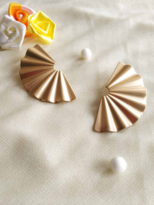 Gold Toned Crescent Shaped Earring