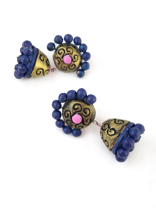 Handpainted Terracotta Jhumka Earrings for Women