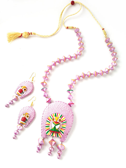 Owl Shaped Handcrafted Terracotta  Jewellery Set