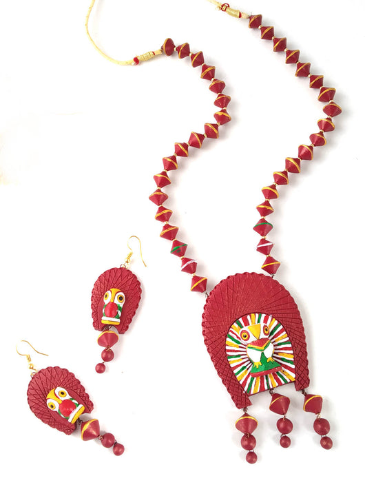 Owl Shaped Handcrafted Terracotta  Jewellery Set