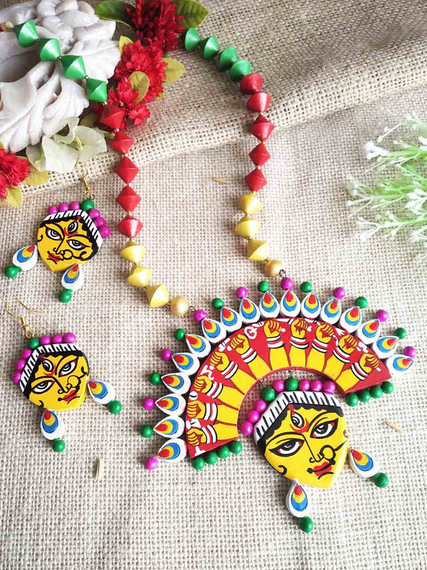 Handcrafted Maa Durga Terracotta  Jewellery Set