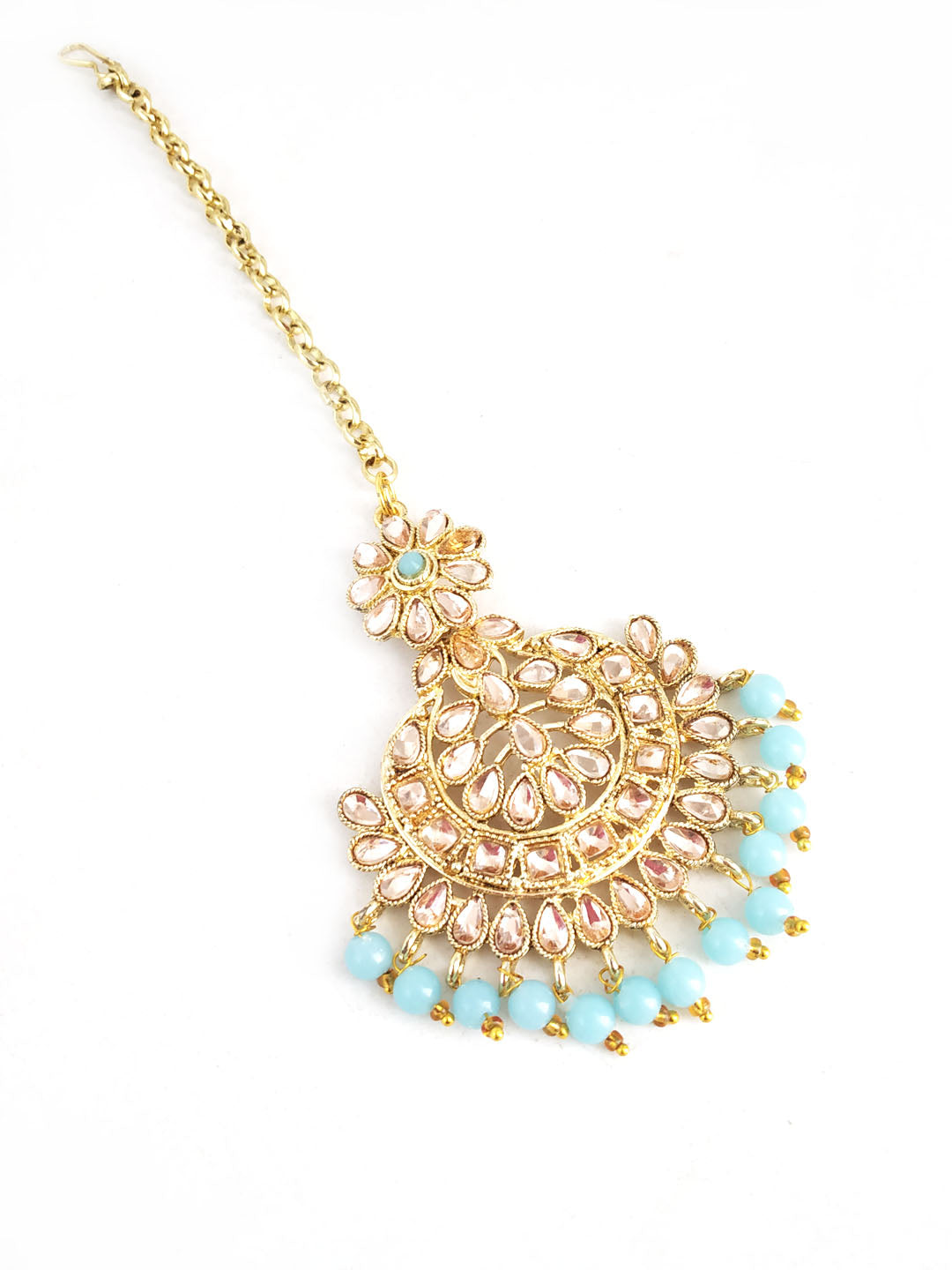 Traditional Stone Studded Beaded Maang Tika
