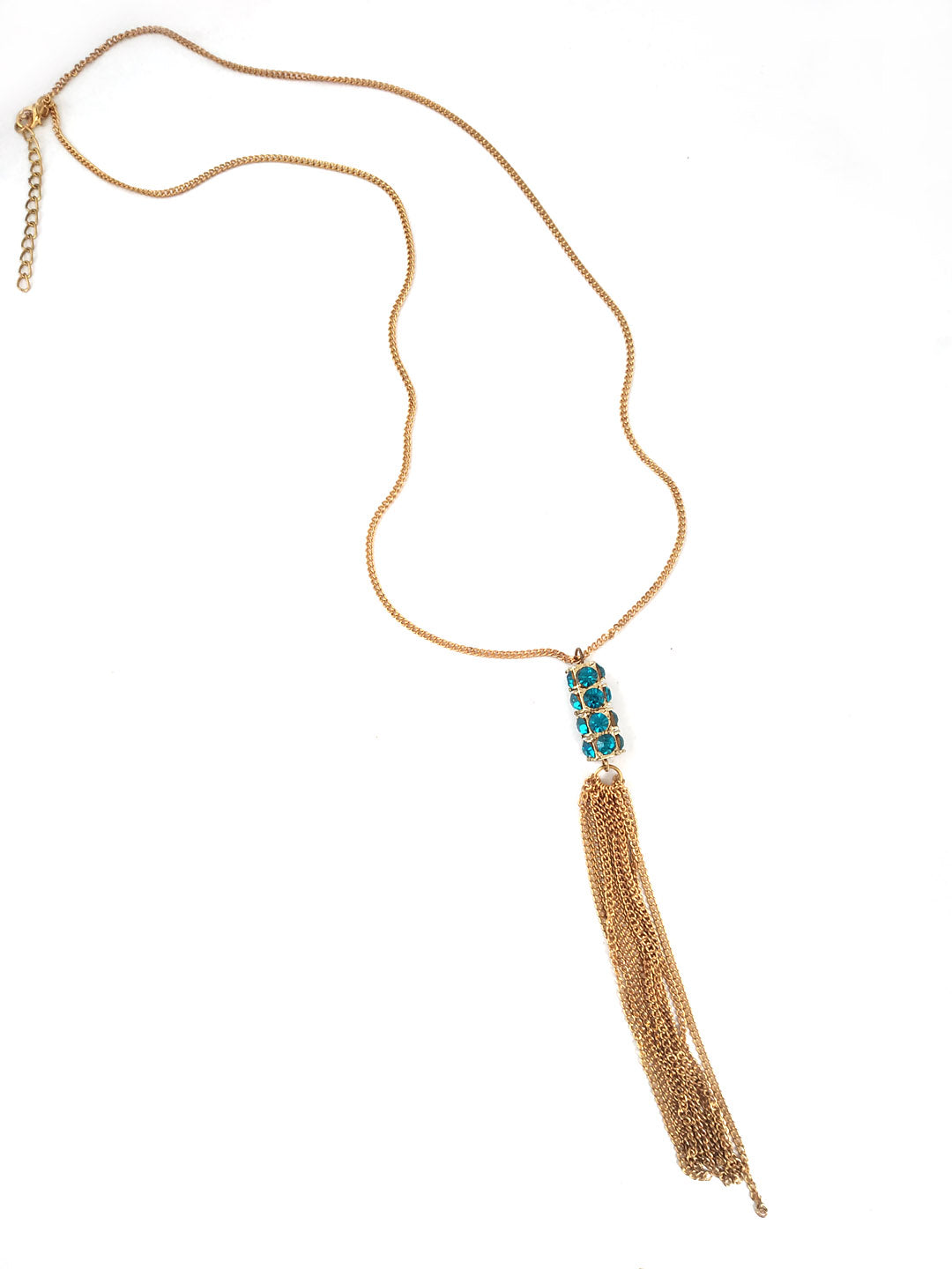Blue Stone Studded Pendant With Tassel Detailing