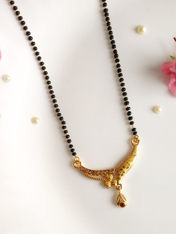 Gold Plated AD Studded Beaded  Mangalsutra