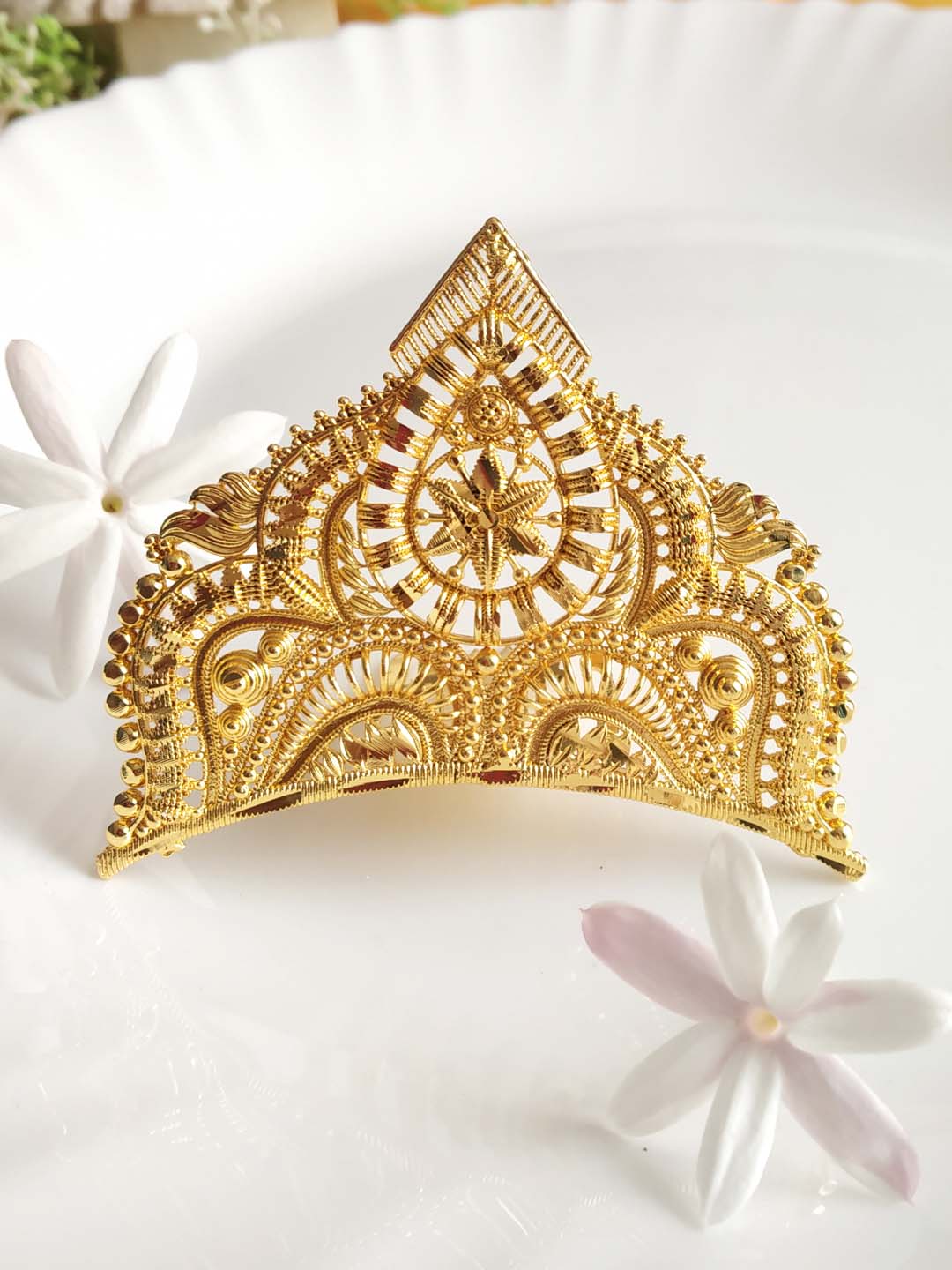 Gold Plated Tiara Crown For Bride
