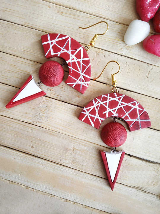 Beautifully Crafted Geometric Terracotta Earrings for Women