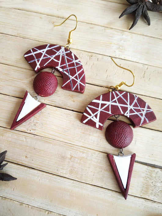 Beautifully Crafted Geometric Terracotta Earrings for Women