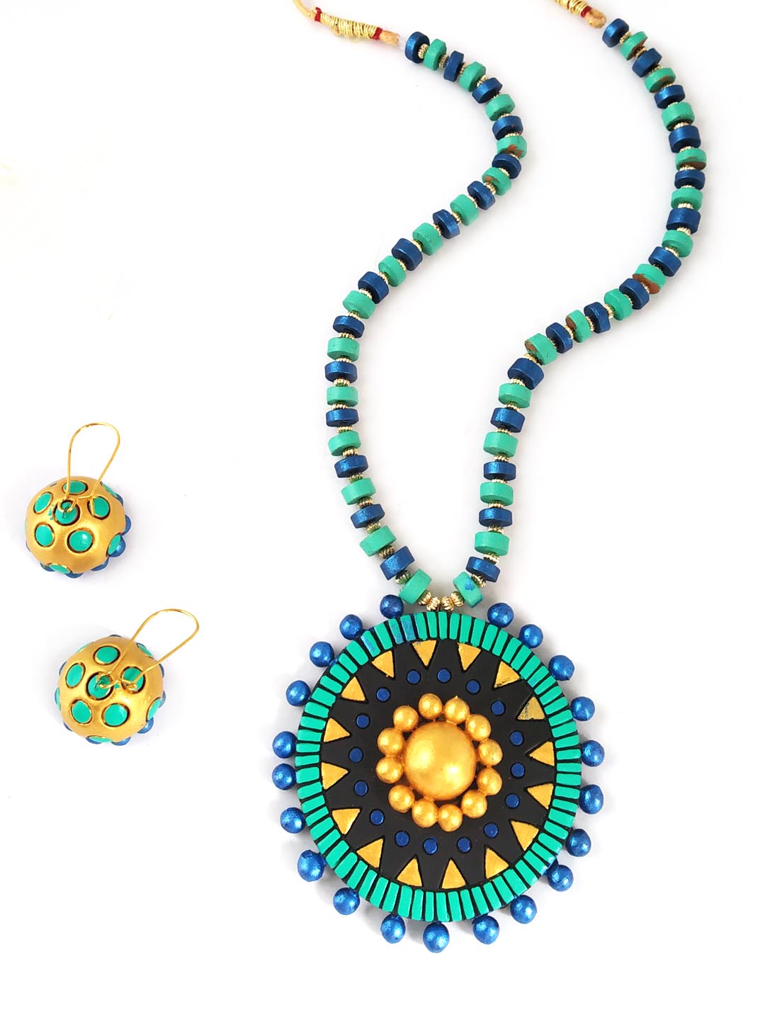 Exclusive Handcrafted Blue Terracotta  Jewellery Set