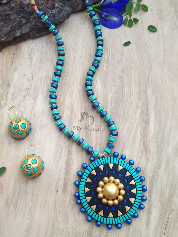 Exclusive Handcrafted Blue Terracotta  Jewellery Set