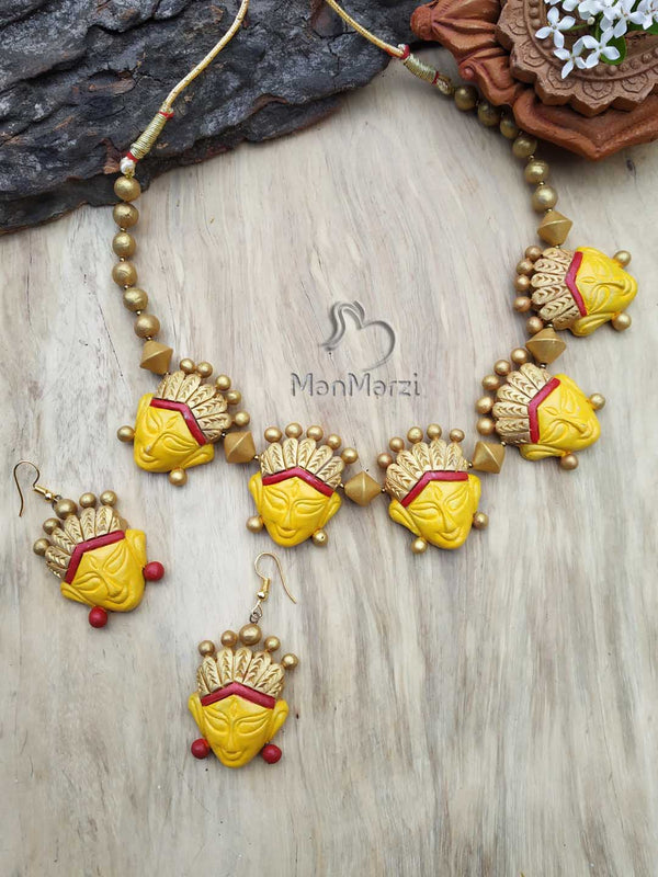 Exclusive Handcrafted Goddess Durga Terracotta Jewellery Set