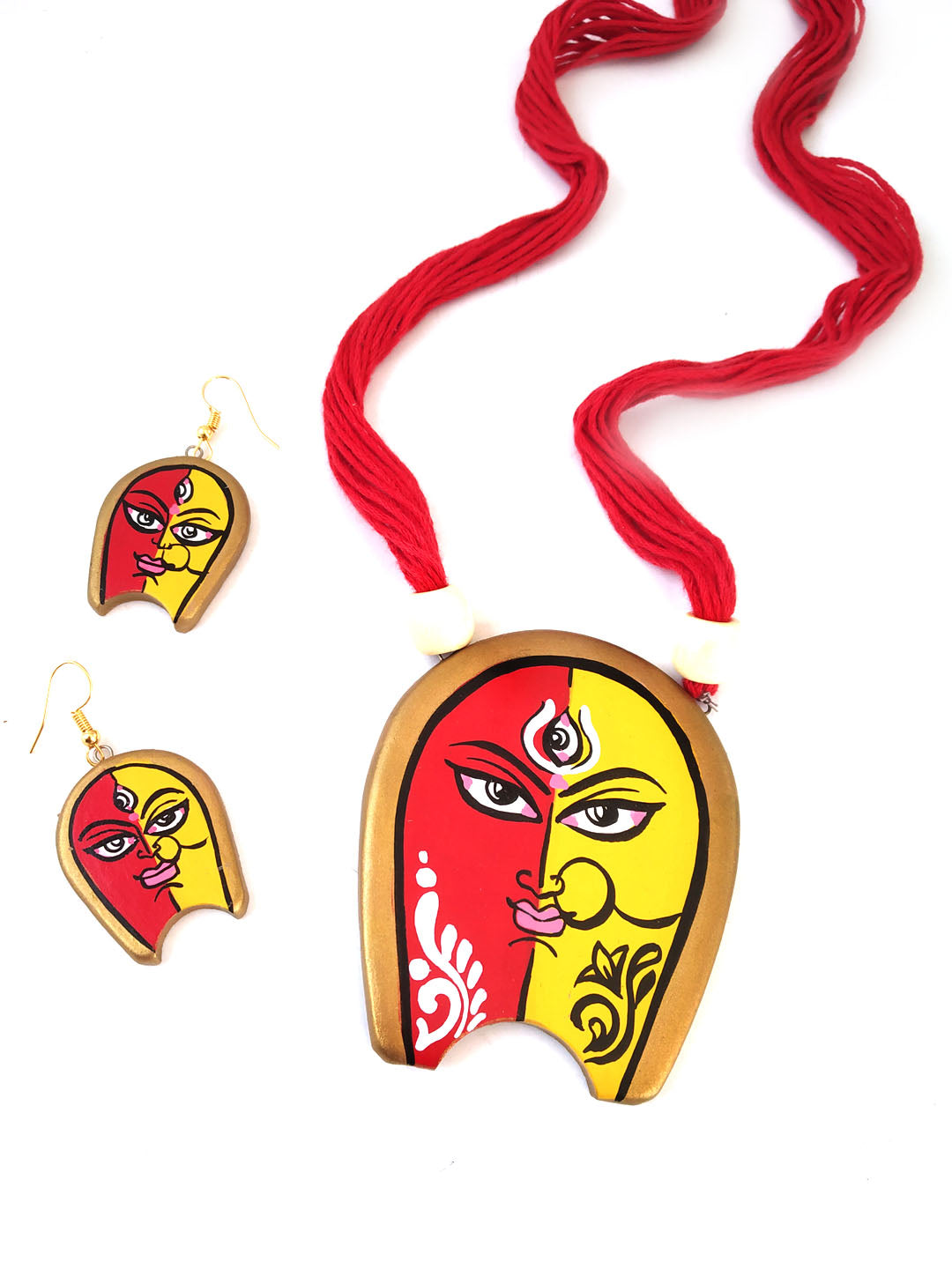 Exclusive Hand-painted Goddess  Maa Durga Terracotta Jewellery Set