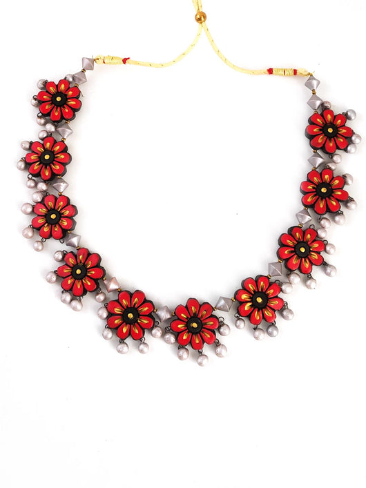 Exclusive Handcrafted Floral Terracotta  Jewellery Set