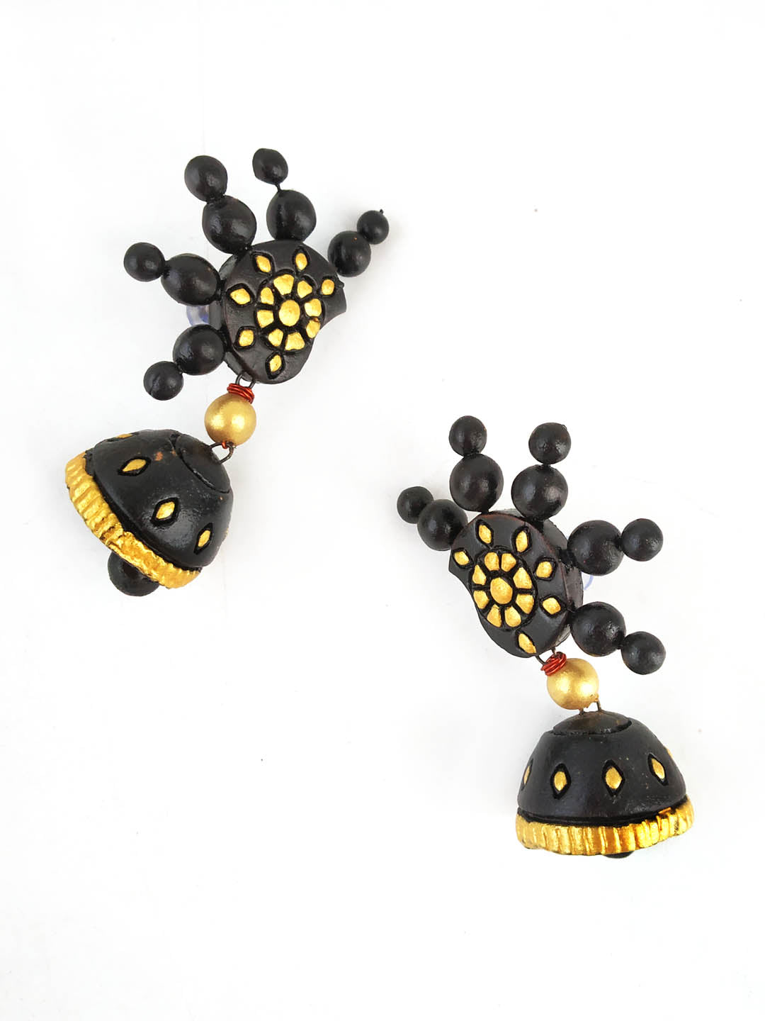 Exclusive Handcrafted Black & Golden Long Terracotta  Jewellery Set