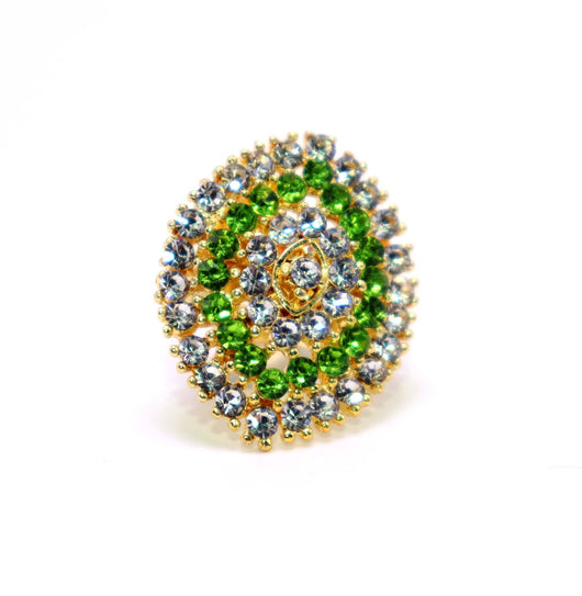 Gold Plated Stone Studded Adjustable Finger Ring