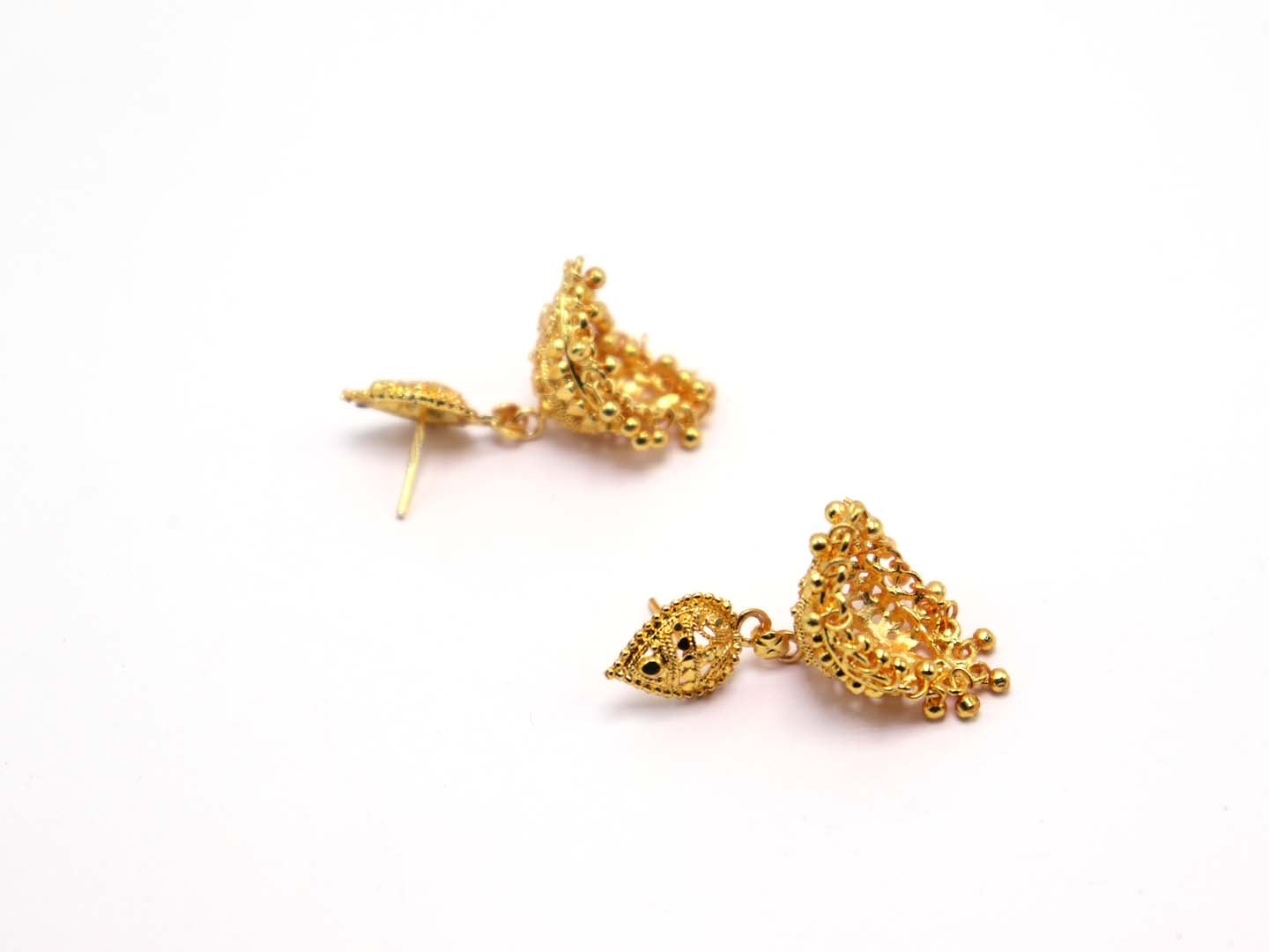 Gold Plated beaded Jhumka Earring - ManMarzi