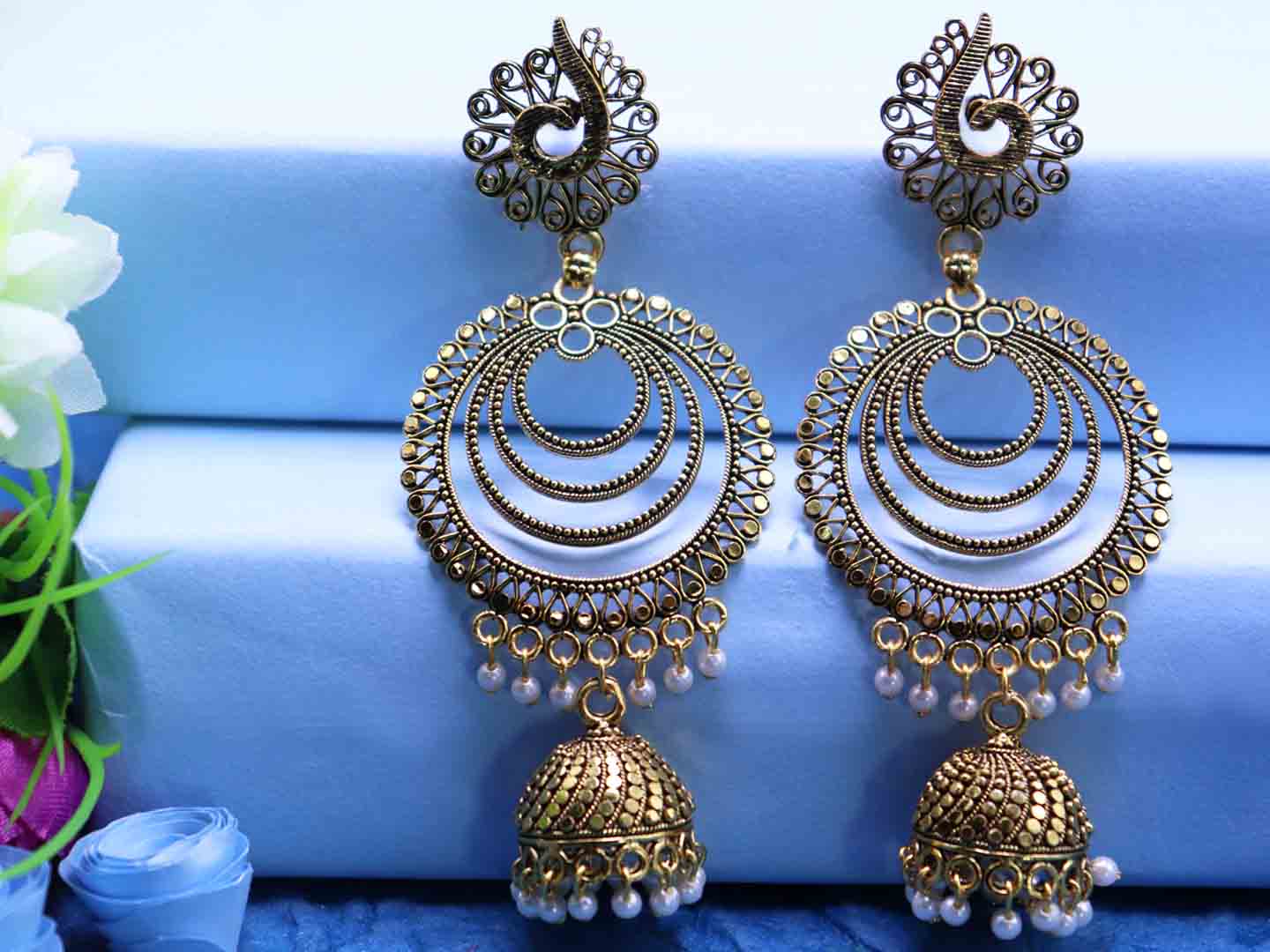Gold Toned Drop and Dangler Earrings - ManMarzi