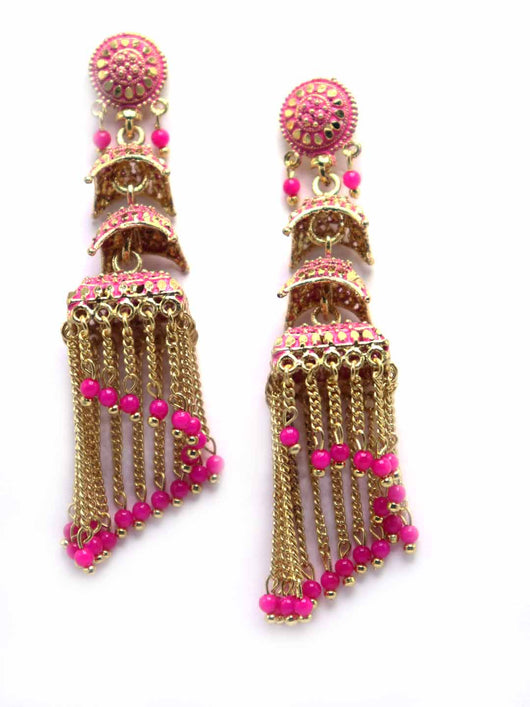 Gold Plated Multi Layered Jhumka Earrings