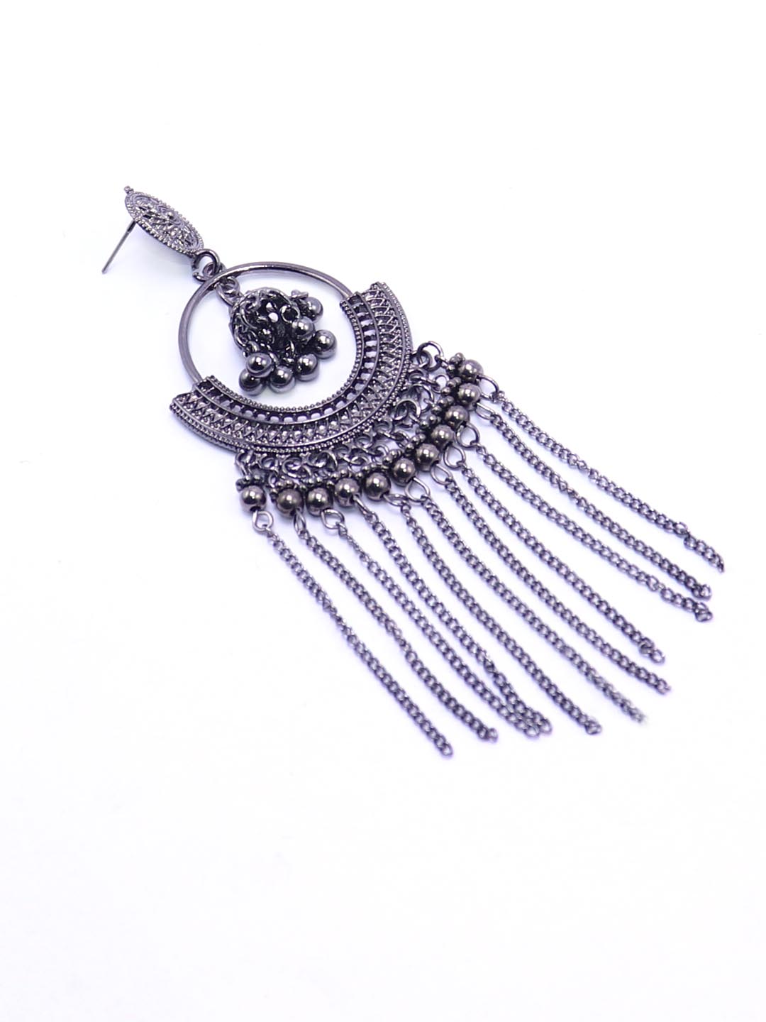 black silver tassel earrings