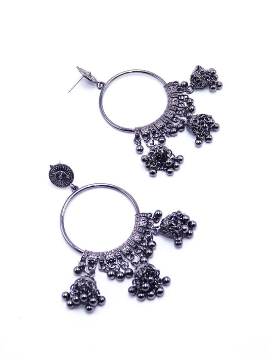 german silver drop earrings with jhuma