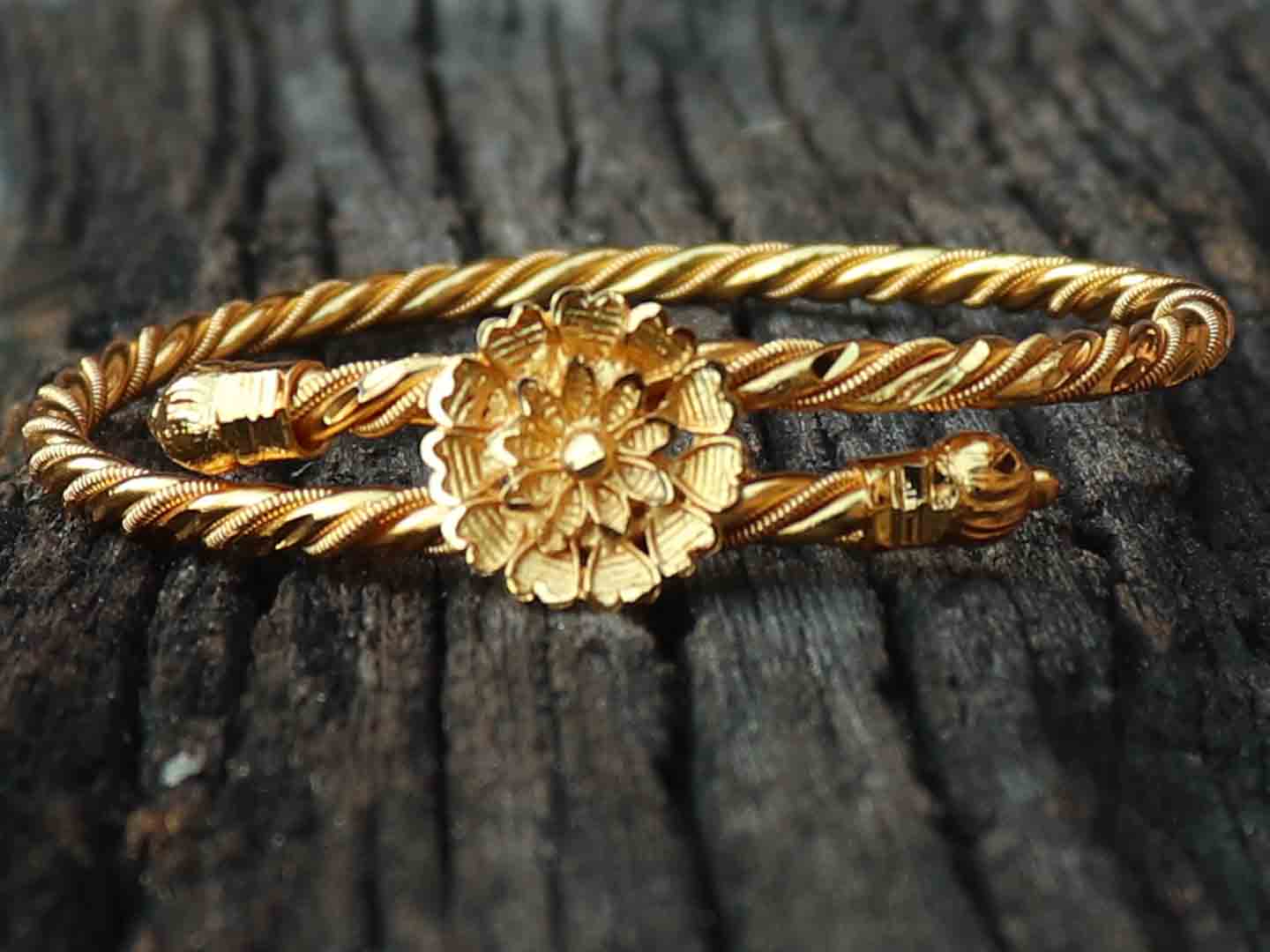 Fine Flower Gold Plated Kada for Women from Shree Hari - ManMarzi
