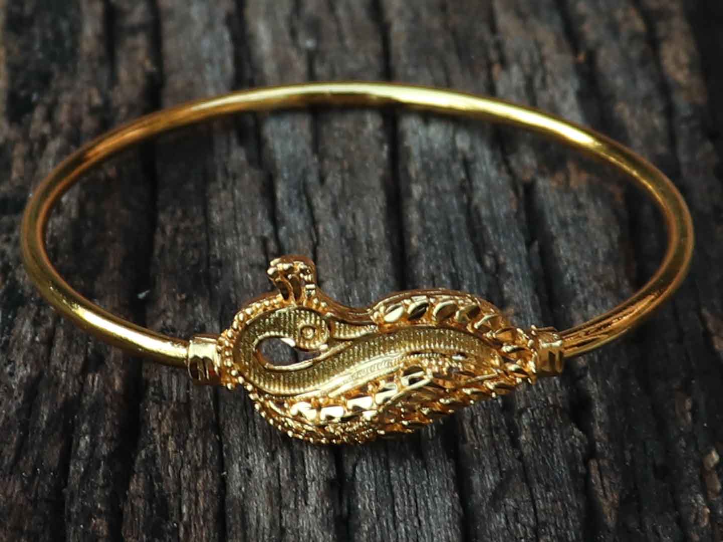 Fine Peacock  Gold Plated Kada  for Women from Shree Hari - ManMarzi