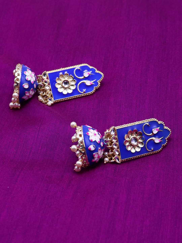 Meenakari Dome Shaped Jhumka Earrings - ManMarzi