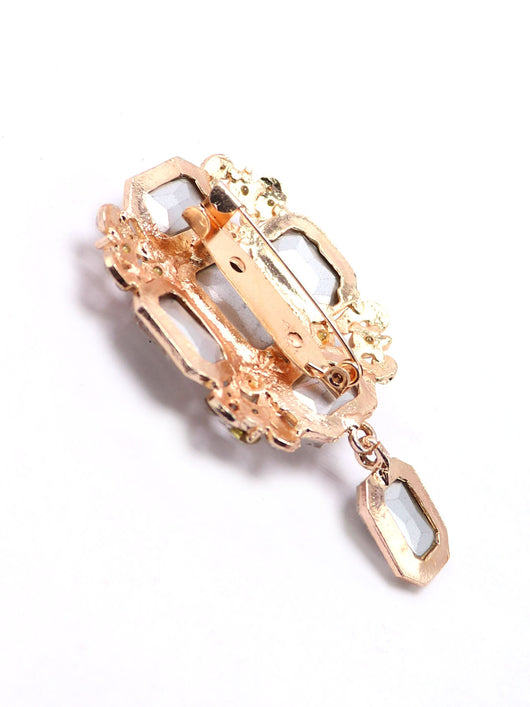 Rose Gold Plated Stone Studded Brooch - ManMarzi